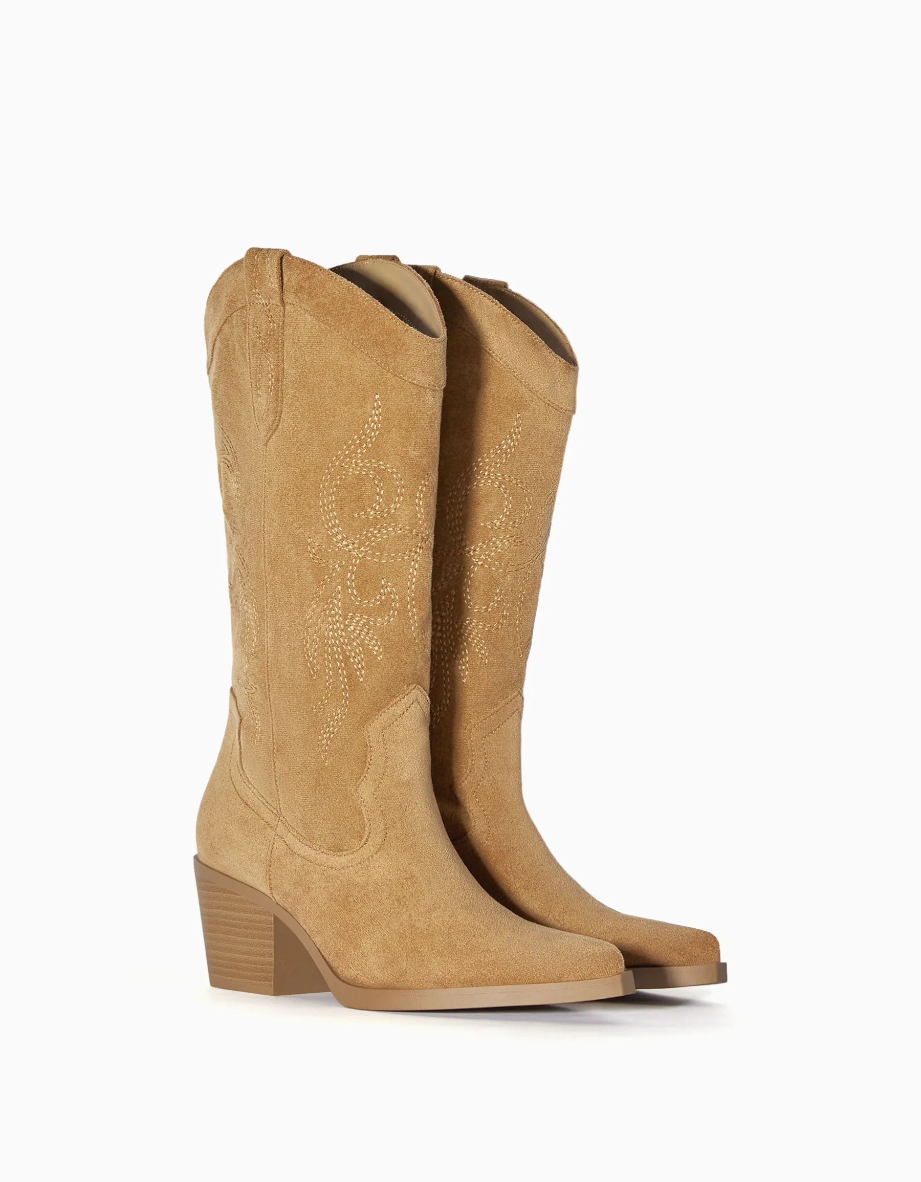 BERSHKA Bottes à talon style cowboy Sable Clearance