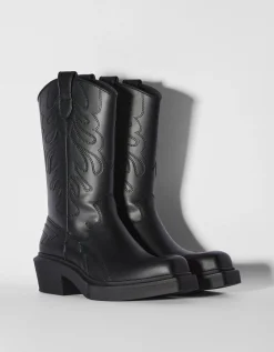 BERSHKA Bottes cowboy homme Noir Discount
