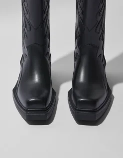 BERSHKA Bottes cowboy homme Noir Discount