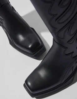 BERSHKA Bottes cowboy homme Noir Discount