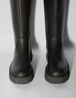 BERSHKA Bottes plates basiques Noir Hot