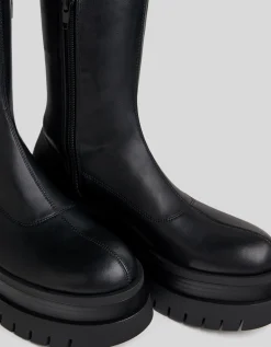 BERSHKA Bottes plates XL semelle crantée Noir Hot