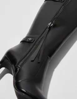 BERSHKA Bottes talon aiguille détails métallisés Noir Fashion