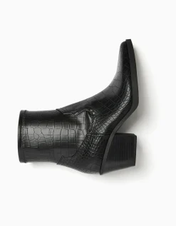 BERSHKA Bottines cowboy gravure motif animal Noir Best Sale