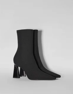 BERSHKA Bottines moulantes talon métallisé Noir Cheap