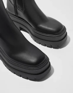 BERSHKA Bottines plateforme moulantes Noir New
