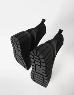 BERSHKA Bottines plateforme XL élastiquées Noir Fashion
