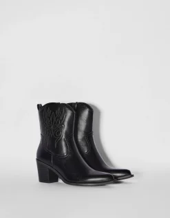 BERSHKA Bottines talon cowboy Noir Online