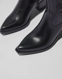 BERSHKA Bottines talon cowboy Noir Online