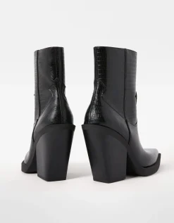 BERSHKA Bottines talon cowboy Noir Sale