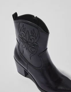 BERSHKA Bottines talon cowboy Noir Best Sale
