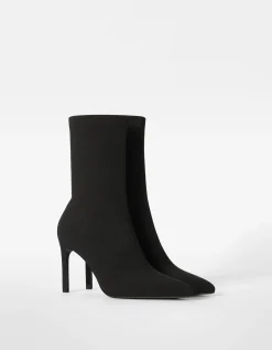 BERSHKA Bottines talon moulantes Noir Cheap