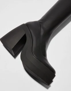 BERSHKA Bottines talon plateforme moulantes Noir Flash Sale