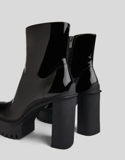 BERSHKA Bottines talon plateforme vernies Noir Best Sale