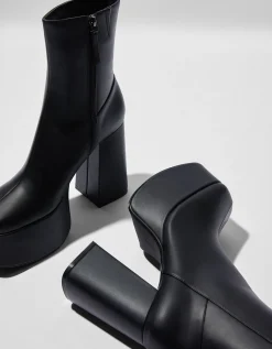 BERSHKA Bottines talon plateforme XL Noir Hot