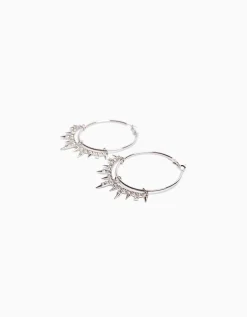 BERSHKA Boucles d’oreilles anneaux pics strass Argent Flash Sale