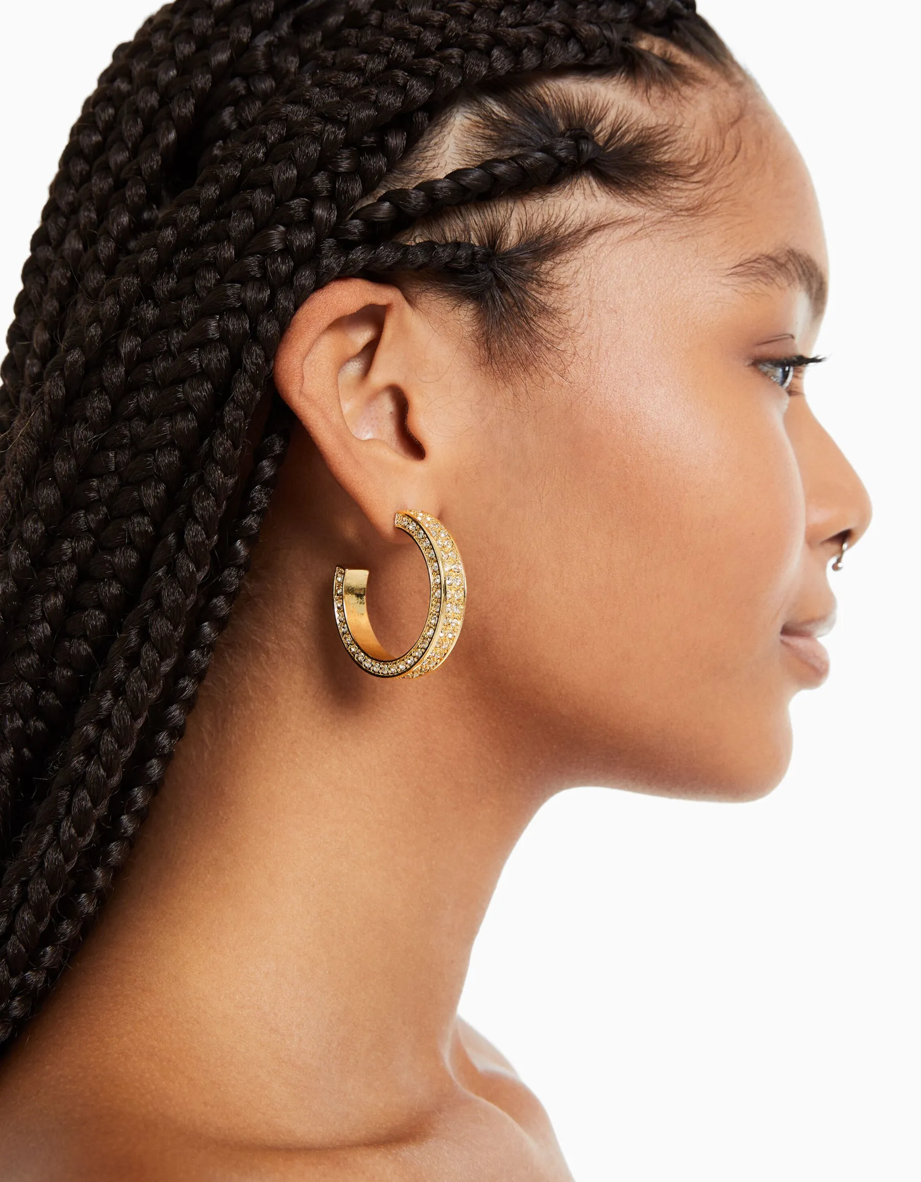 BERSHKA Boucles d’eilles anneaux pierres fantaisie Or Sale