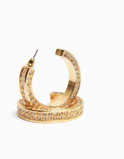 BERSHKA Boucles d’eilles anneaux pierres fantaisie Or Sale