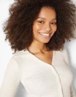 BERSHKA Cardigan col polo boutons Sable Store