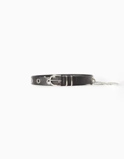 BERSHKA Ceinture chaîne œillets croix Noir Store
