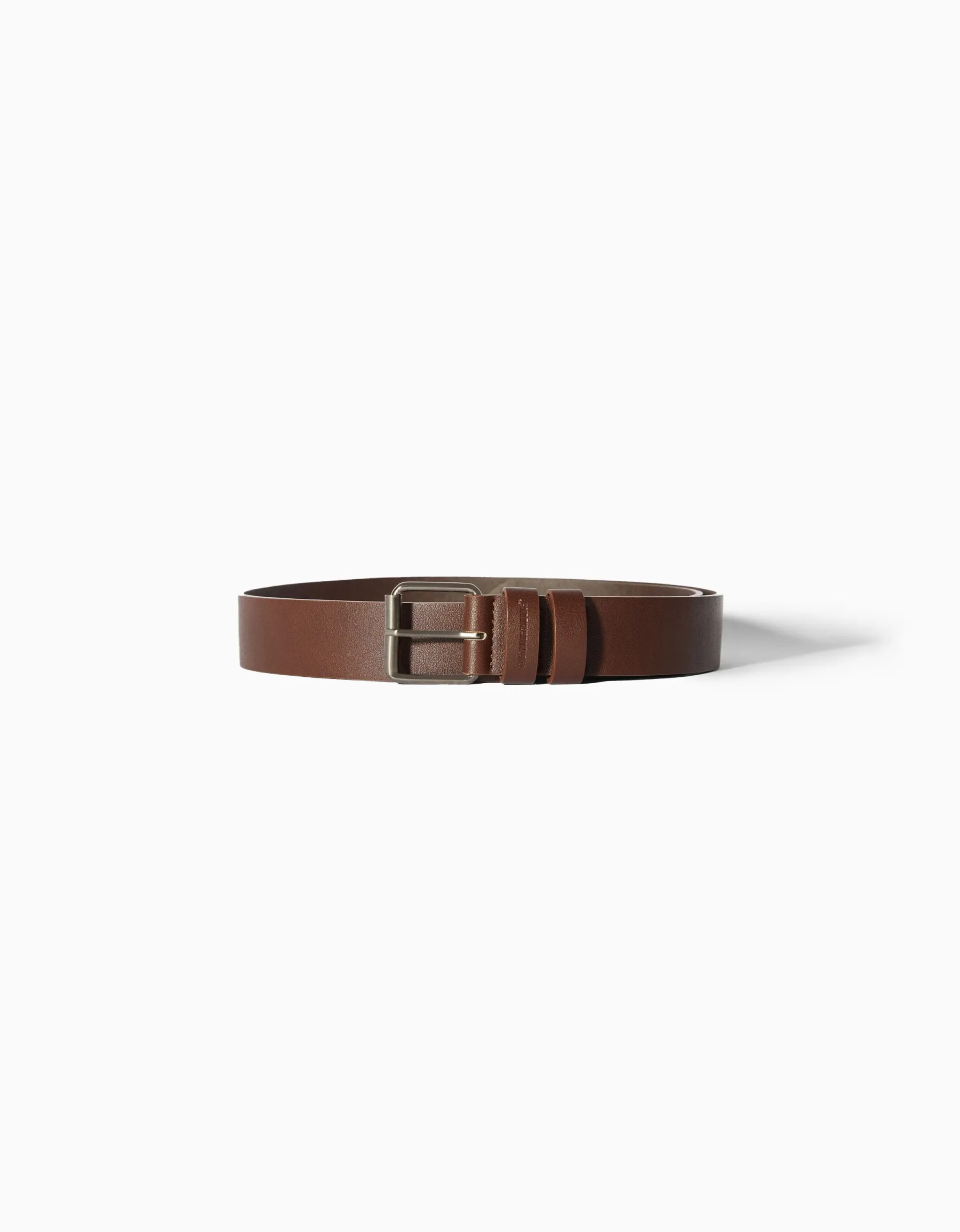BERSHKA Ceinture large effet cuir Marron Clearance