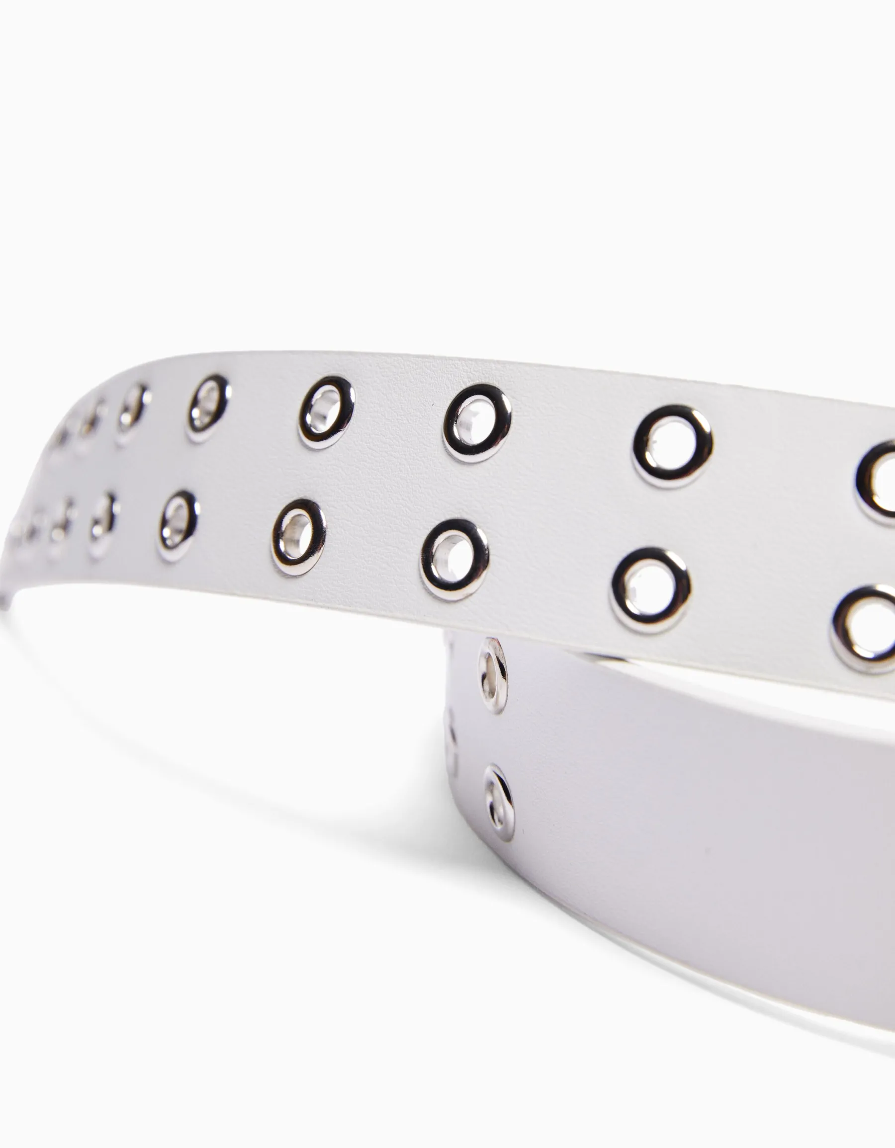 BERSHKA Ceinture similicuir œillets Noir Best