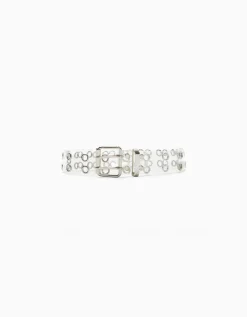 BERSHKA Ceinture transparente œillets doubles Écru Sale