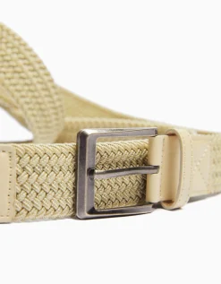 BERSHKA Ceinture tressée de couleur Écru Outlet