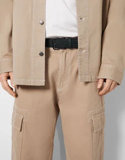 BERSHKA Ceinture tressée similicuir Marine Online
