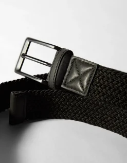 BERSHKA Ceinture tressée similicuir Marine Online