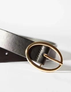 BERSHKA Ceinture unie similicuir Noir Clearance