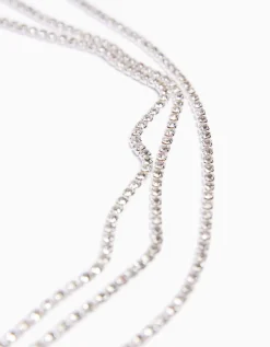BERSHKA Chaîne de corps strass Argent Best Sale