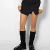 BERSHKA Chauffe-pieds maille Noir Outlet