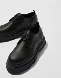 BERSHKA Chaussure habillées semelle crantée homme Noir New