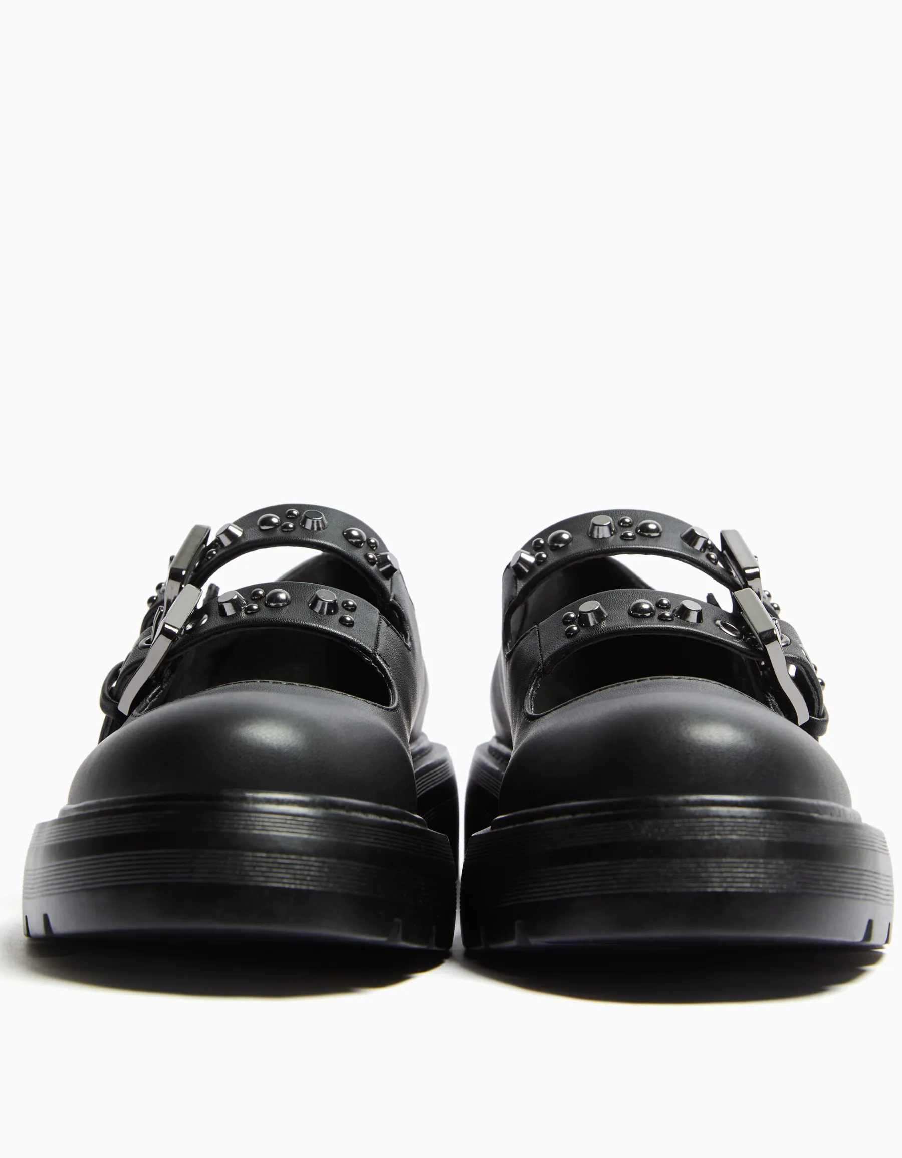 BERSHKA Chaussures plates type Mary Jane Noir Cheap