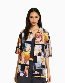 BERSHKA Chemise manches courtes imprimé TOKYO REVENGERS Multicouleur Cheap