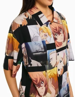 BERSHKA Chemise manches courtes imprimé TOKYO REVENGERS Multicouleur Cheap
