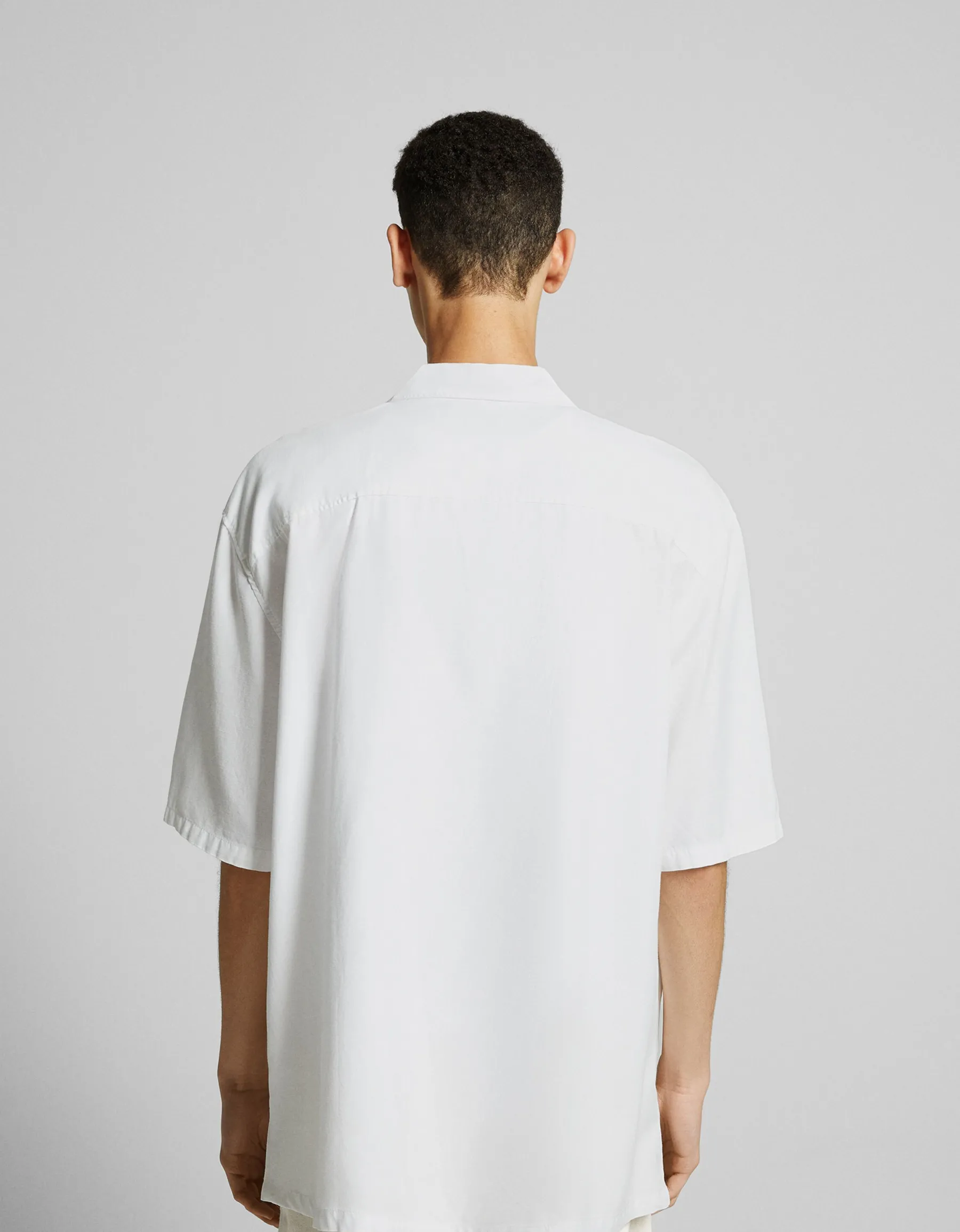 BERSHKA Chemisette loose fit rustique Blanc New