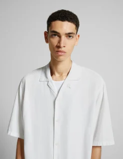 BERSHKA Chemisette loose fit rustique Blanc New