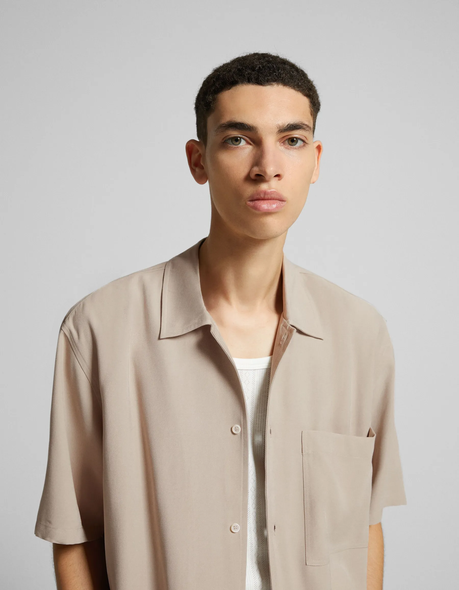 BERSHKA Chemisette relaxed fit Blanc Best Sale