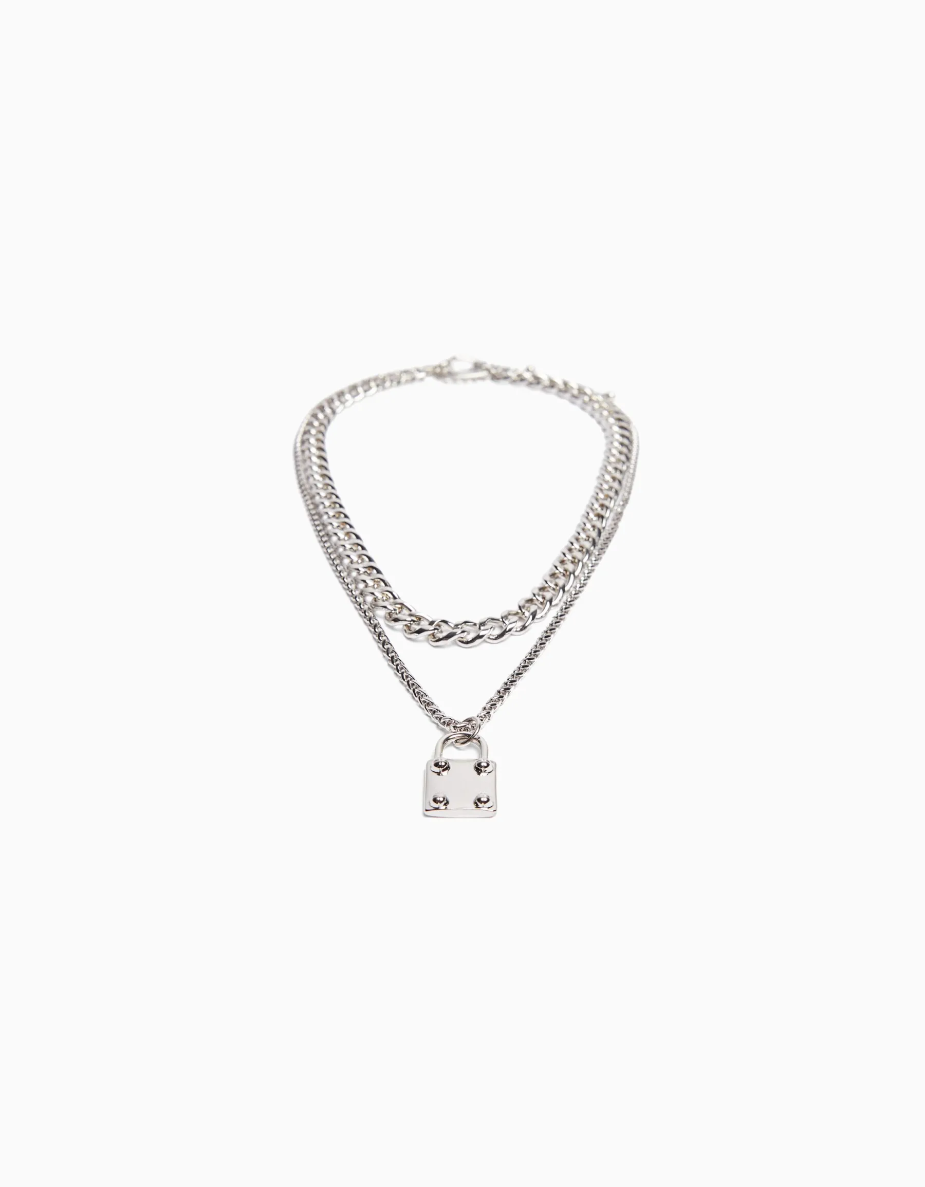 BERSHKA Collier cadenas Argent Fashion