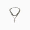 BERSHKA Collier croix Argent Flash Sale