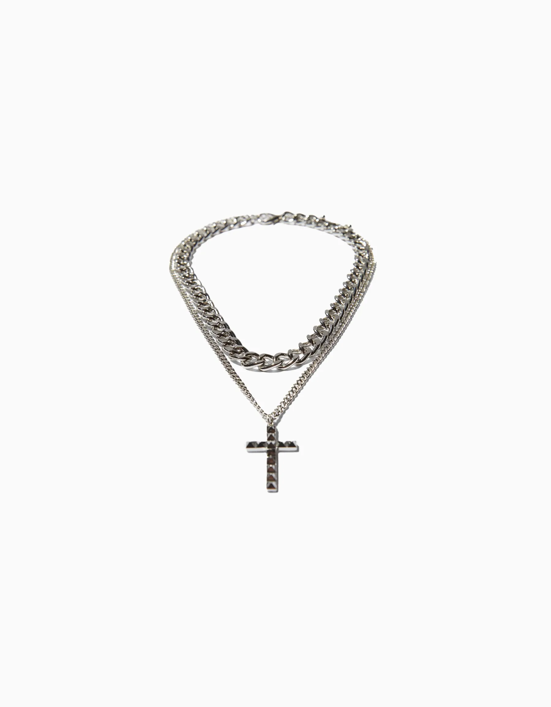 BERSHKA Collier croix Argent Flash Sale