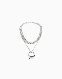 BERSHKA Collier pendentif Argent Flash Sale