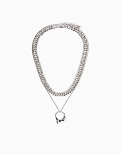 BERSHKA Collier pendentif Argent Flash Sale