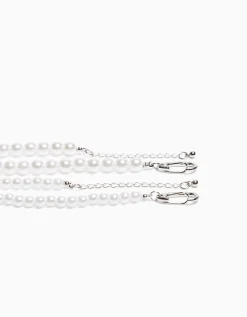 BERSHKA Collier perles Blanc Discount