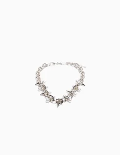 BERSHKA Collier pics perles fantaisie Argent Discount