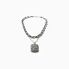BERSHKA Collier plaque Argent Best Sale