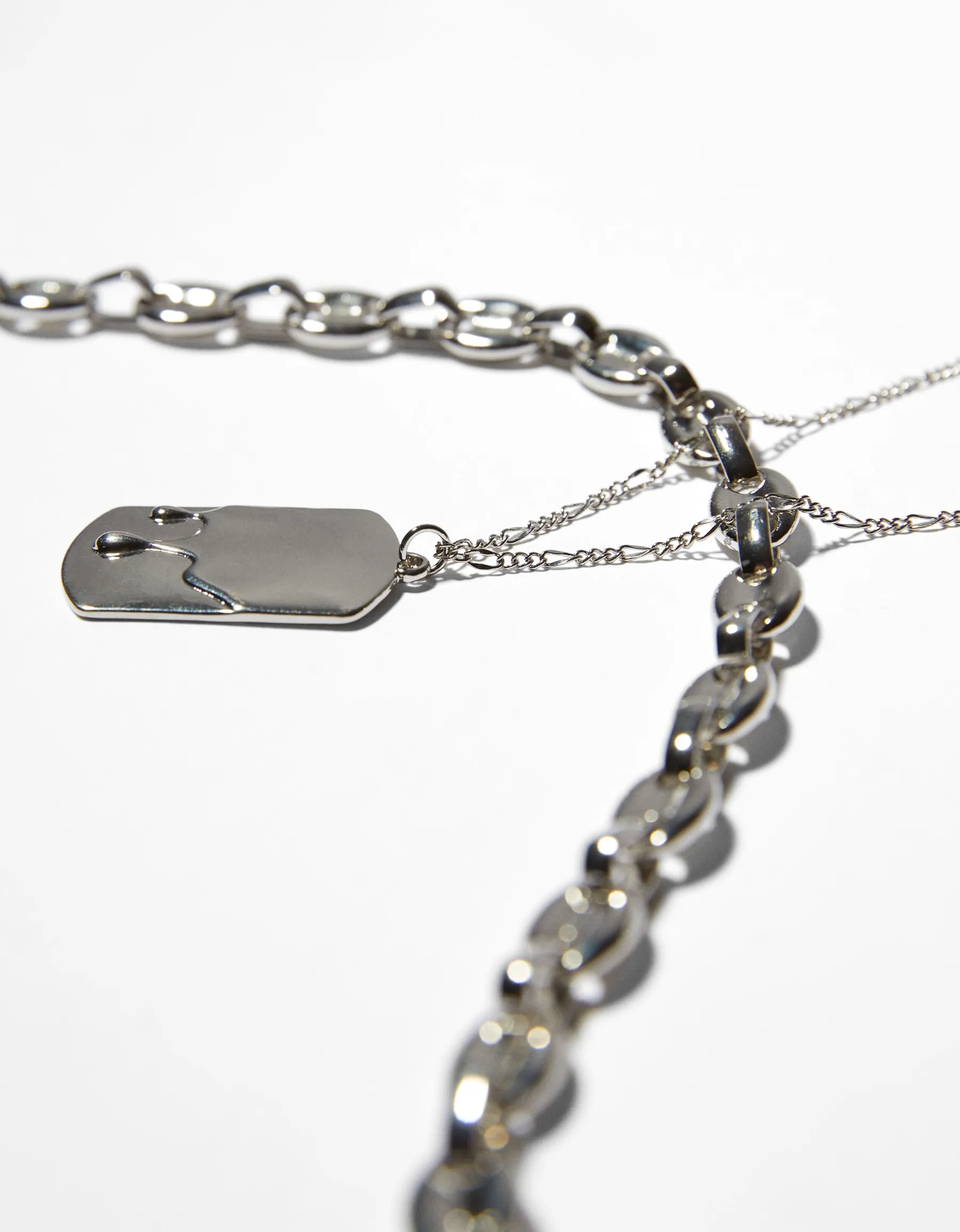 BERSHKA Collier plaque Argent Best Sale
