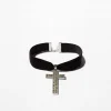 BERSHKA Collier ras du cou croix strass Argent Fashion